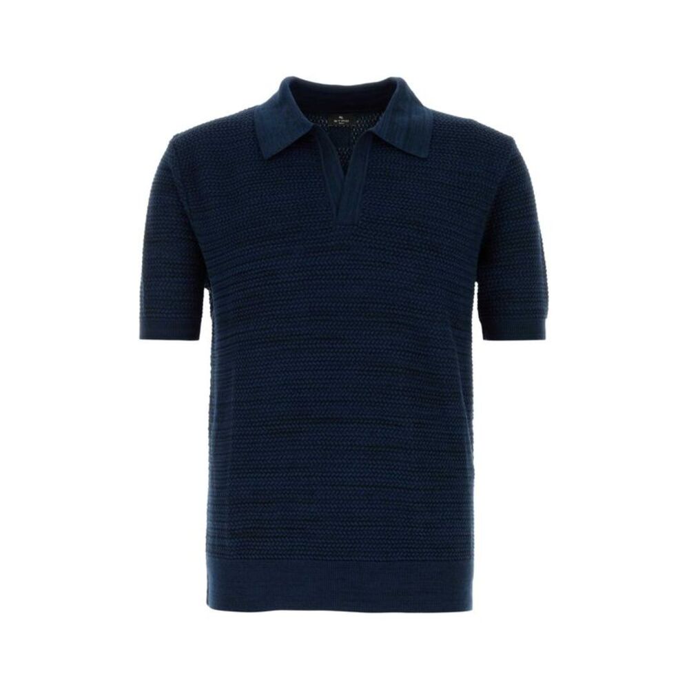 Etro Men Navy Blue Cotton Polo Shirt